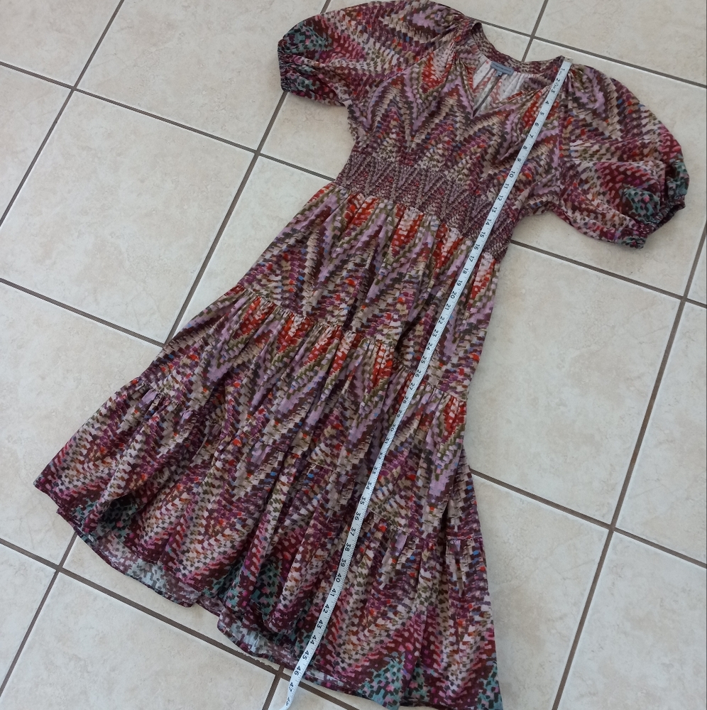 Anthropologie Joyce Puff Sleeve Tiered Midi Dress 10 - Picture 13 of 16
